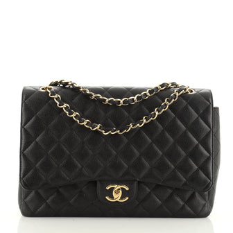 Chanel Classic Double Flap Bag Quilted Caviar Maxi