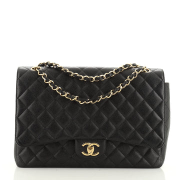 Chanel Classic Double Flap Bag Quilted Caviar Maxi
