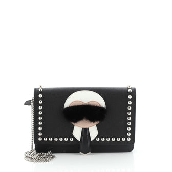 Fendi Karlito Wallet on Chain Studded Saffiano Leather 