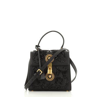 Versace Medusa Convertible Top Handle Bag Embellished Barocco Leather Small