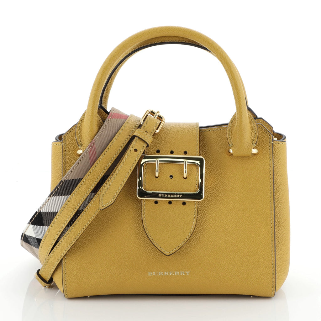 Burberry Buckle Tote Leather Small Yellow 52744110