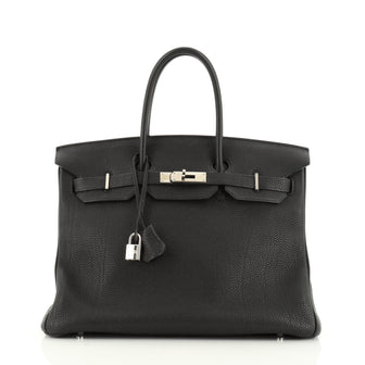Hermes Birkin Handbag Black Togo with Palladium Hardware 35