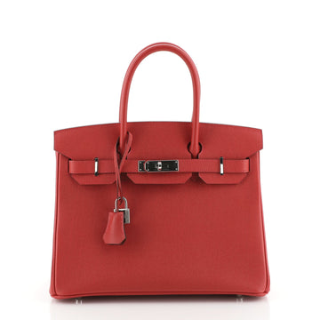 Hermes Birkin Handbag Red Epsom with Palladium Hardware 30