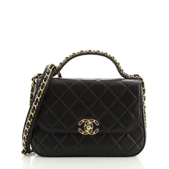 Chain Infinity Top Handle Bag Quilted Lambskin Small