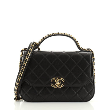 Chanel Chain Infinity Top Handle Bag Quilted Lambskin Small