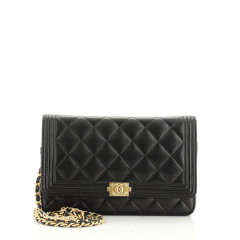 CHANEL, Bags, Chanel Boy Checkbook Wallet Black With Ruthenium