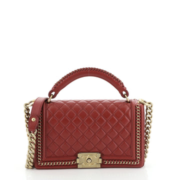 Chanel Chain Handle Boy Flap Bag Quilted Calfskin Old Medium