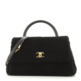 Chanel Coco Top Handle Bag Shearling Medium