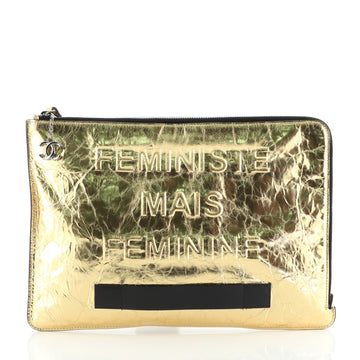 Chanel Feminine Pouch Crinkled Leather Large