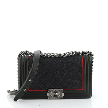 Chanel Boy Flap Bag Quilted Felt and Calfskin Old Medium