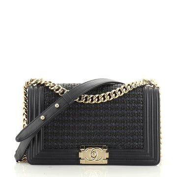 Chanel Boy Flap Bag Woven Leather Old Medium