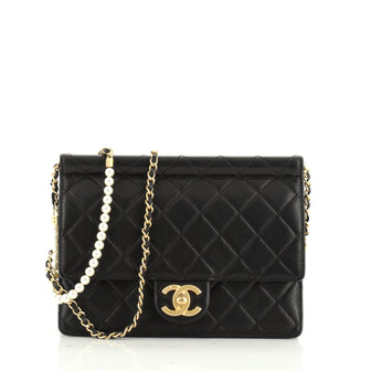 Chic Pearls Flap Bag Quilted Lambskin Small