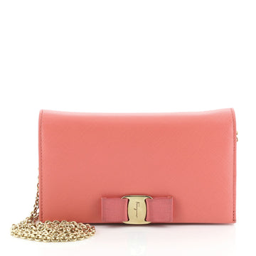 Salvatore Ferragamo Miss Vara Chain Wallet Saffiano Leather 