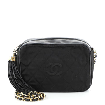 Chanel Vintage Diamond CC Camera Bag Quilted Satin Medium