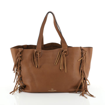 Valentino C-Rockee Fringe Tote Leather Large