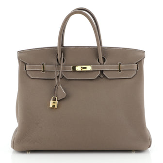Hermes Birkin Handbag Grey Togo with Gold Hardware 40