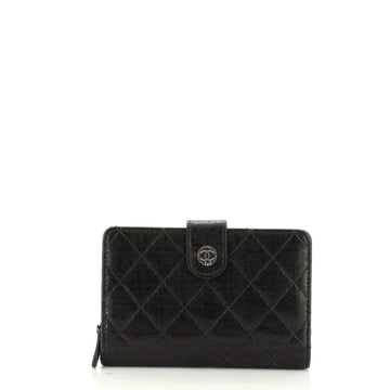 Chanel French Wallet Quilted Glazed Crackled Leather 