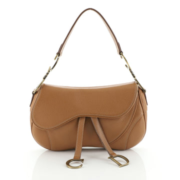 Christian Dior Vintage Double Saddle Bag Leather 