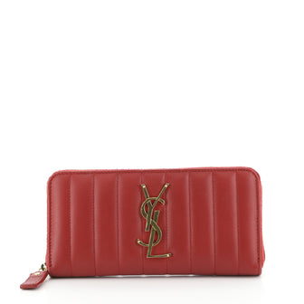 Saint Laurent Vicky Zippy Wallet Vertical Quilted Leather Long