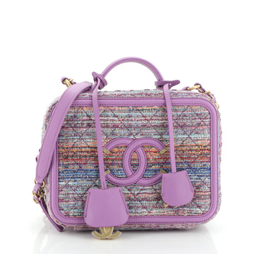 Chanel Filigree Vanity Case Tweed Small