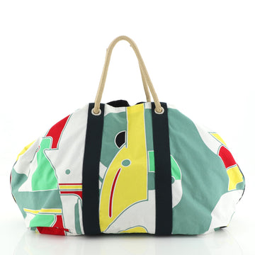 Hermes Drapeaux Au Vent Bag Printed Canvas Large