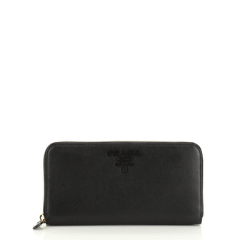 Prada Monochrome Zip Around Wallet Saffiano Leather
