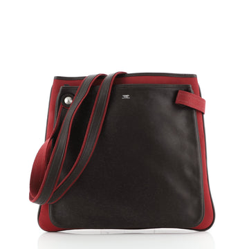 Hermes Mrs. Hippie Shoulder Bag Leather and Toile