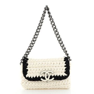 Chanel Fancy Crochet Flap Bag Fabric Small