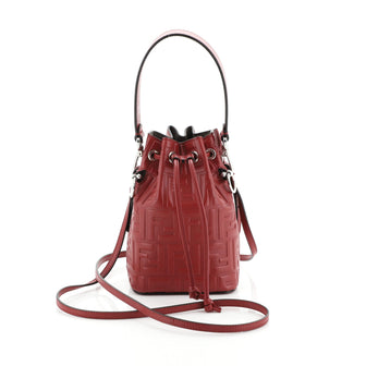 Fendi Mon Tresor Bucket Bag Zucca Embossed Leather Mini