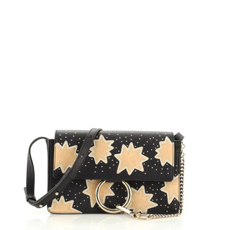 Chloe Faye Patchwork Shoulder Bag Studded Leather with Suede Small