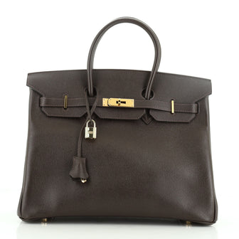 Hermes Birkin Handbag Brown Epsom with Gold Hardware 35