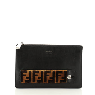 Fendi Handle Clutch Leather with Zucca Velvet Small