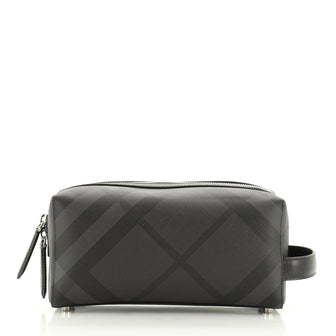 Burberry Cosmetic Pouch Smoked Check Canvas