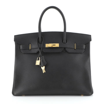 Hermes Birkin Handbag Black Ardennes with Gold Hardware 35