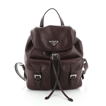 Prada Double Pocket Drawstring Backpack Soft Calfskin Medium