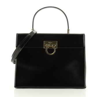 Salvatore Ferragamo Gancini Convertible Top Handle Bag Leather Medium