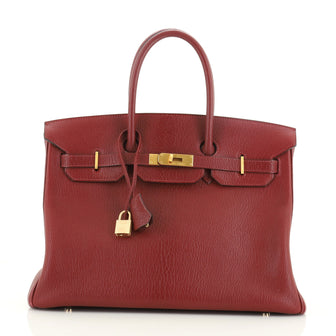 Hermes Birkin Handbag Red Chevre de Coromandel with Brushed Gold Hardware 35