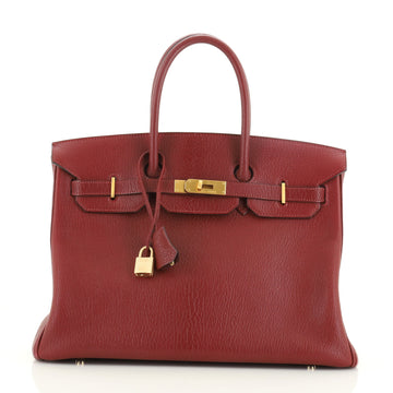 Hermes Birkin Handbag Red Chevre de Coromandel with Brushed Gold Hardware 35