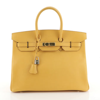 Hermes Birkin Handbag Yellow Courchevel with Gold Hardware 35