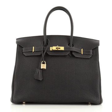 Hermes Birkin Handbag Blue Togo with Gold Hardware 35