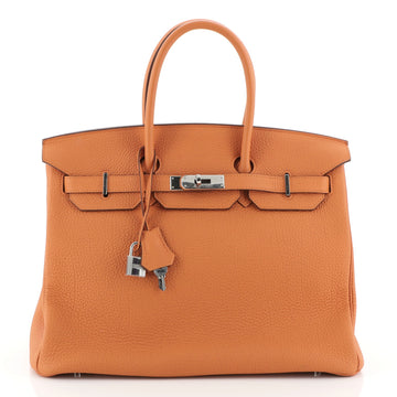 Hermes Birkin Handbag Orange Togo with Palladium Hardware 35