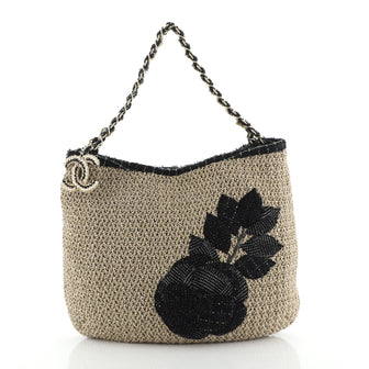 Chanel Coco Country Camellia Tote Woven Straw Large