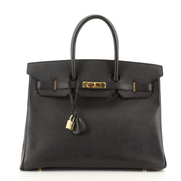 Hermes Birkin Handbag Black Ardennes with Gold Hardware 35