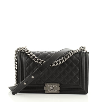 Chanel Boy Flap Bag Quilted Caviar Old Medium