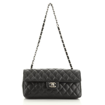 Chanel Classic Single Flap Bag Quilted Caviar East West