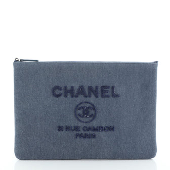 Chanel Deauville Pouch Denim with Sequins Large
