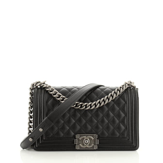 Chanel Boy Flap Bag Quilted Caviar Old Medium