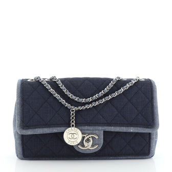 Chanel Medallion Graphic Flap Bag Quilted Denim Medium