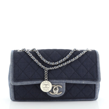 Chanel Medallion Graphic Flap Bag Quilted Denim Medium