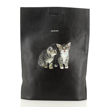 Balenciaga Logo Market Shopper Tote Printed Leather North South